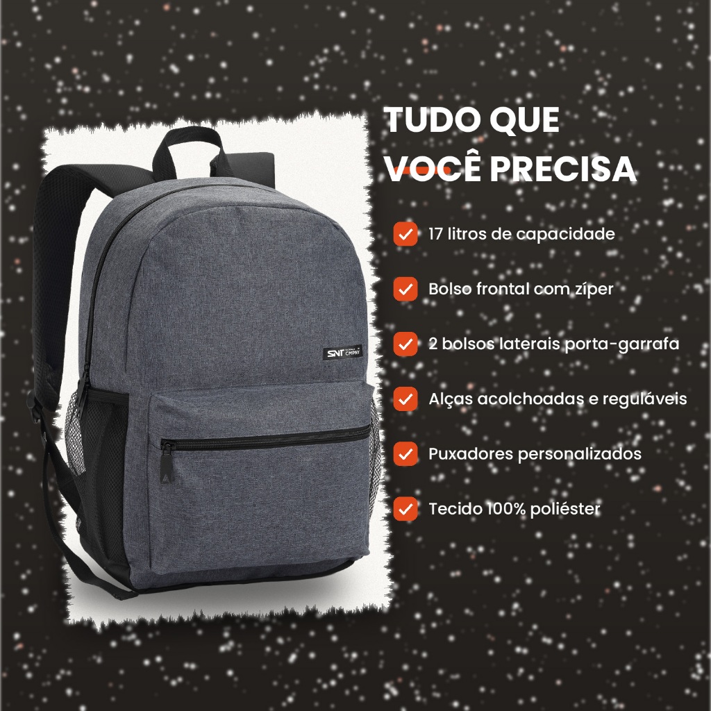 Mochila Masculina Seanite Escolar Faculdade 17L Resistente · foto 2