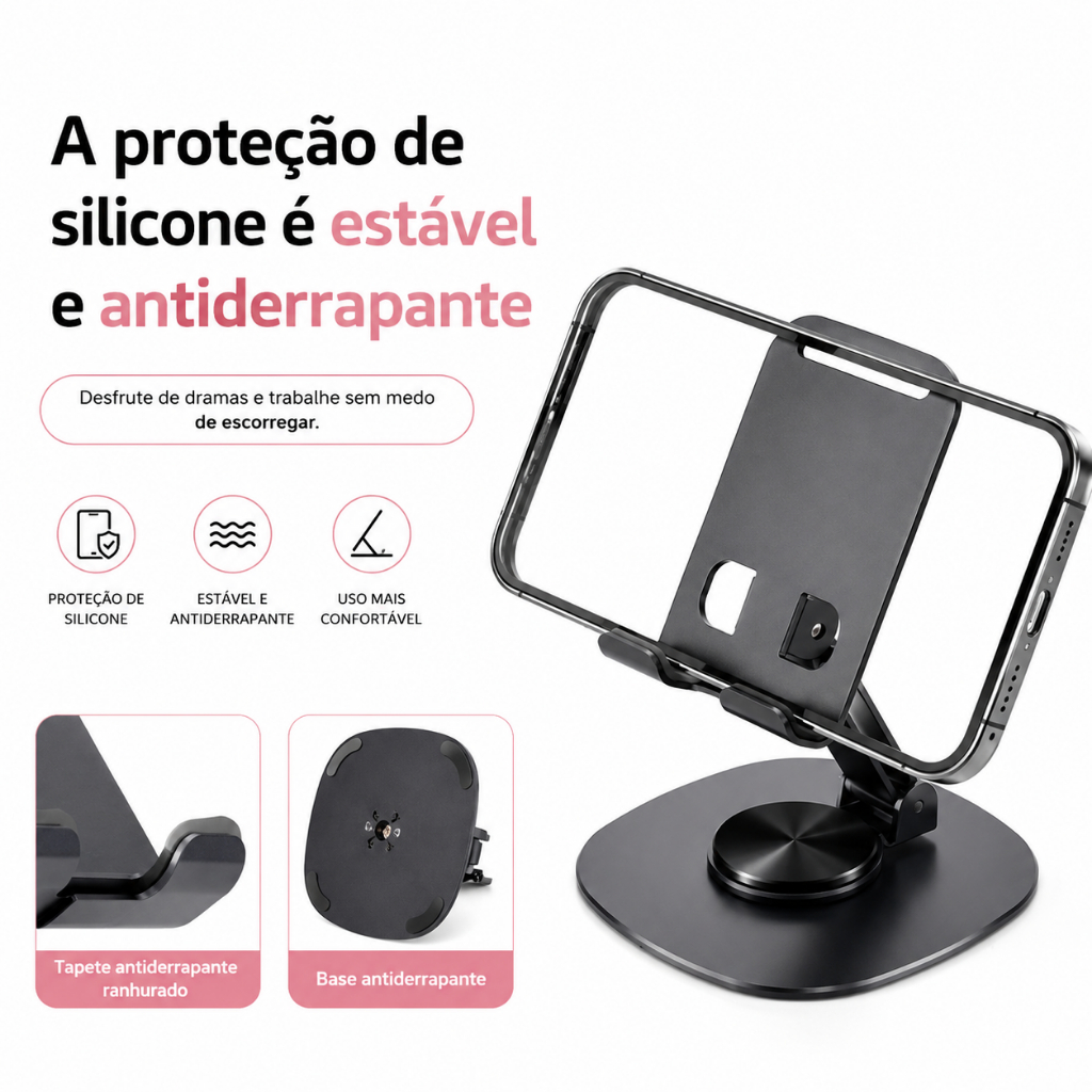 DAGUAN Suporte de Mesa Metálico 360° Rotativo para Celular e Tablet — imagem 2 de 2