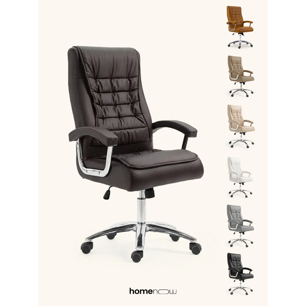 Cadeira California Presidente 150kg Encosto Reclinável NR17 Sistema Relax Couro Sintético