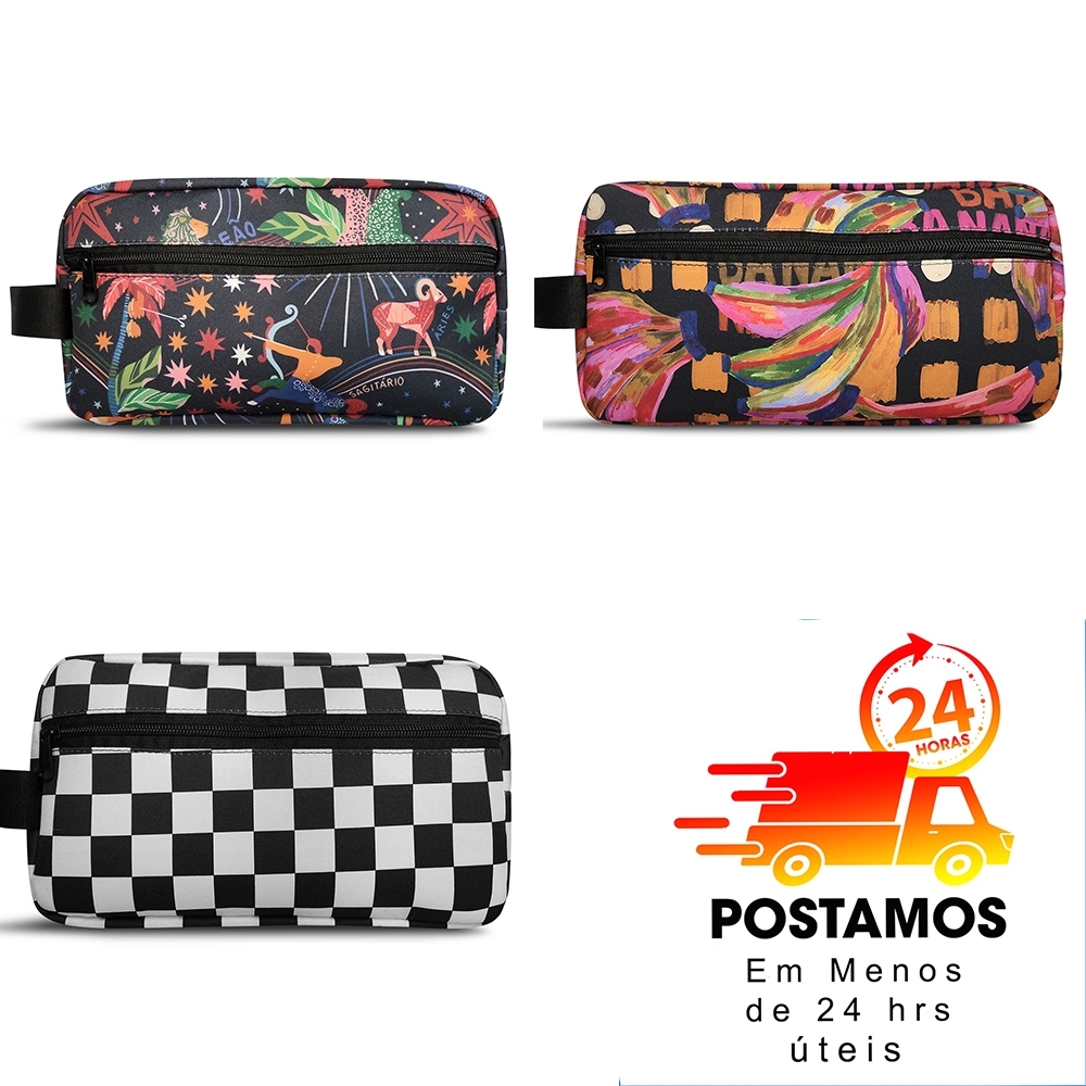 Bolsa Bag de Mão Pequena  Estampada Com Duas Divisórias