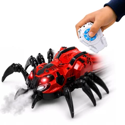 Brinquedo Aranha Com Controle Remoto Sai Fumaça Som e Luz Vermelho - Castela