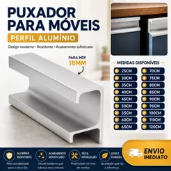 Puxador Perfil De Alumínio Anodizado Para Móveis 18mm Cozinha Gaveta Armário Vários Tamanhos