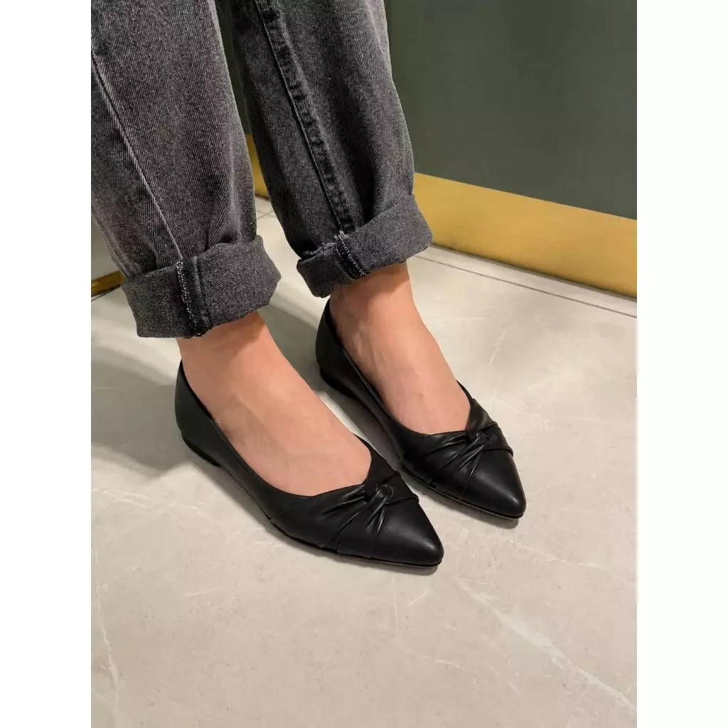 Sapatilha Feminino Bico Fino Napa Nó Lateral Maitê Love Shoes 34 Ao 40
