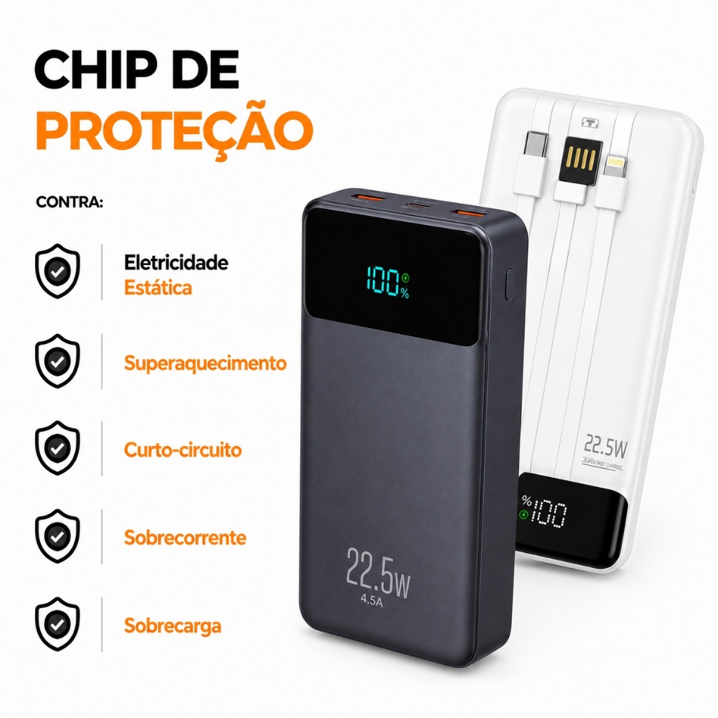 Carregador Portátil Power Bank Turbo 20000mAh 22.5W Premium para iPhone — foto 6