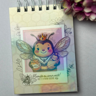 BLOCO DE NOTAS A6 COM ILUSTRAÇÃO ABELHA RAINHA