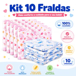 Kit 10 Fraldas de Pano 60x60cm Minasrey 100% Algodão Toalhinha • Paninho • Babete para Bebê