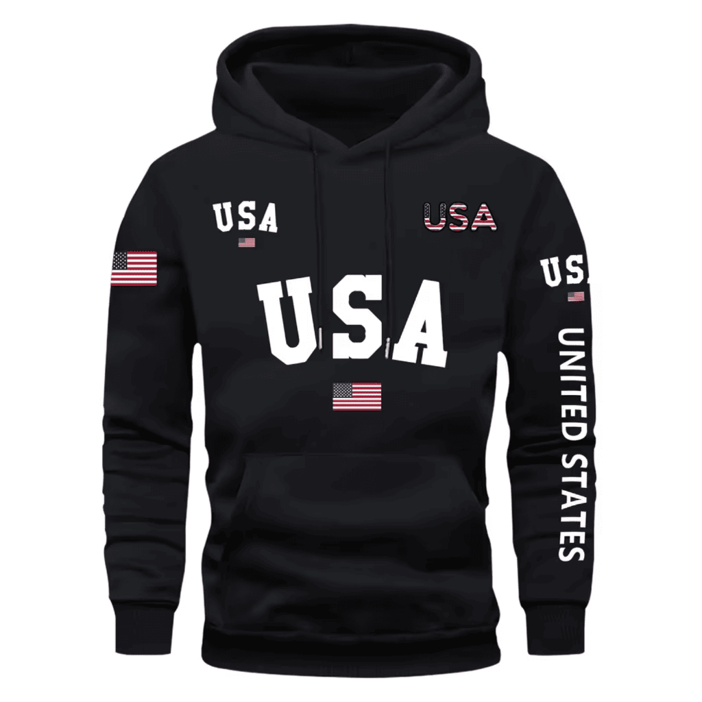 Blusa De Frio Moletom Canguru Flanelado Unissex Estampado Estados Unidos Estilo Casual Elegante E Confortável