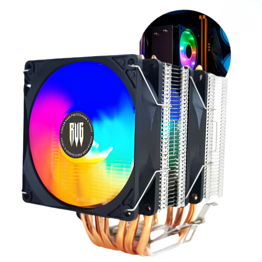 Cooler RGB Duplo Fan Processador Intel AMD RGB 2100RPM 4 Pinos Rolamento HidráulicoTdp 170W