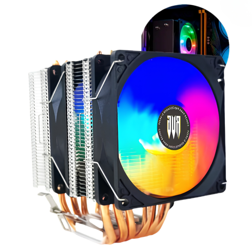 Cooler Processador Intel AMD RGB Duplo Fan 2100RPM 4 Pinos Rolamento HidráulicoTdp 170W 3000Horas
