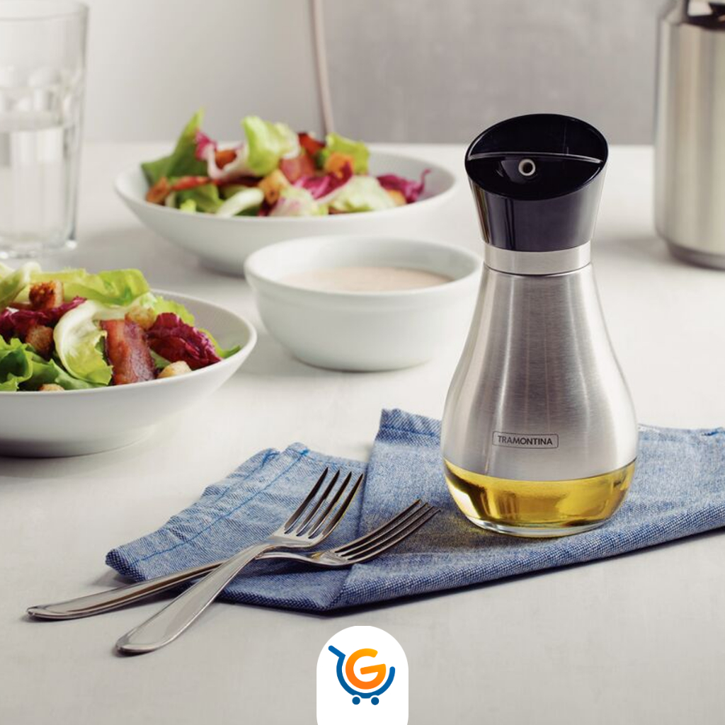 Galheteiro Vidro Porta Azeite Em Aço Inox Tramontina Realce 390 mL
