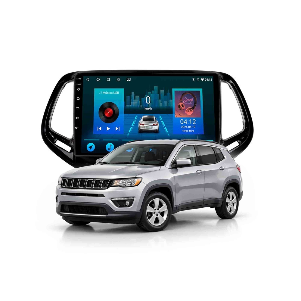 Central Multimídia 10 Polegadas Jeep Compass 2016 A 2021 64gb Carplay Android Gps Bluetooth