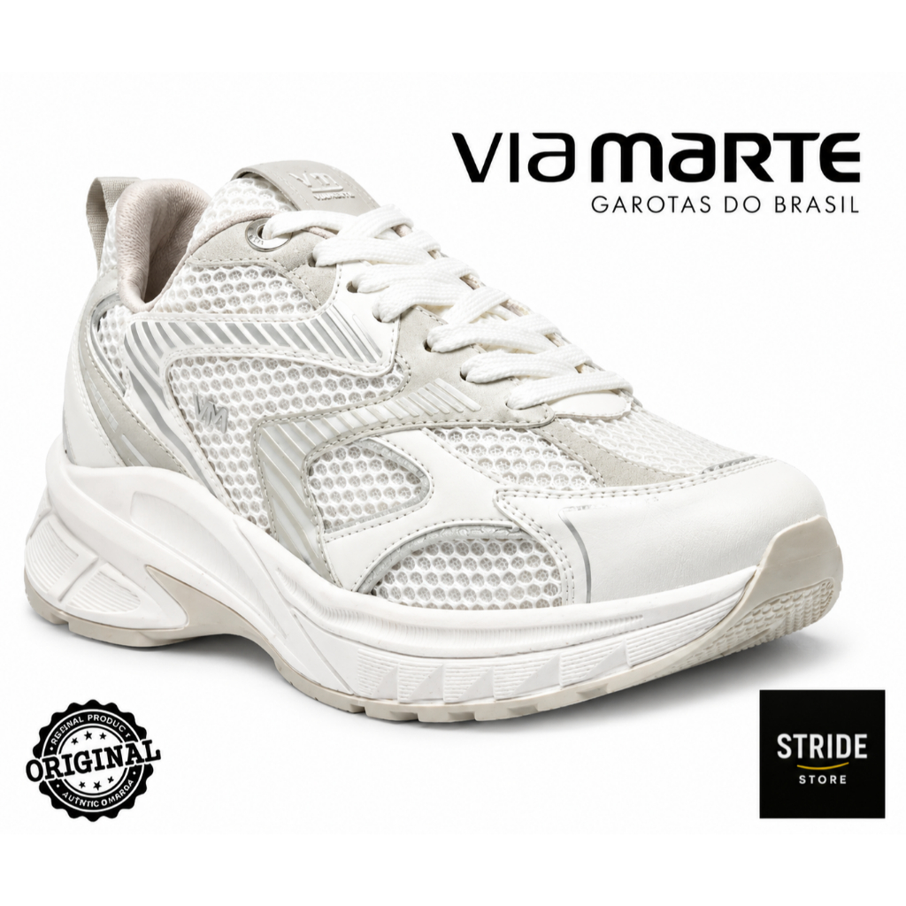 Tênis Feminino Via Marte Chunky Sneaker Branco Solado Alto Fashion Blogueira