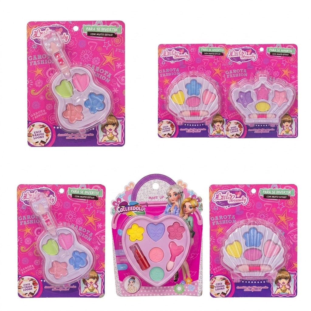 Kit Maquiagem Infantil Brinquedo Menina Atacado 1 2 ou 3 Unidades Paleta Coração Maquiagem de Brinquedo Infantil
