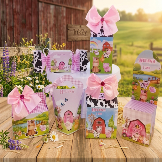 Kit Completo Caixinhas Personalizadas Fazendinha | Lembrancinha para Festa Infantil | Caixa para Doces