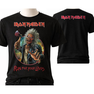 Camiseta Básica Iron Maiden - Run For Your Lives - Camisa De Banda 100% Algodão Rock Metal Unissex