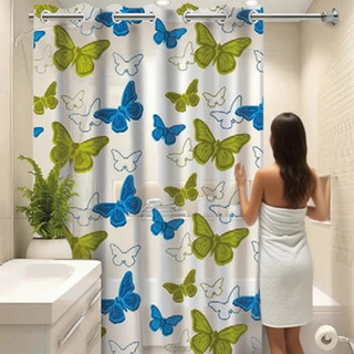 Cortina Box de Banheiro Plástico 1,80m x 1,38m - Lindas Estampadas Ganchos de Plastico - PANAMI