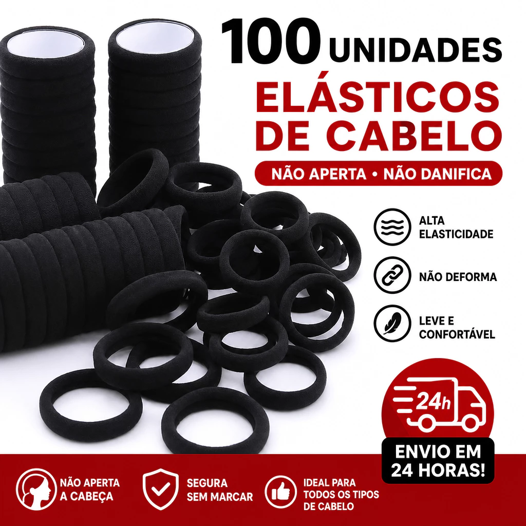Elástico de cabelo preto - pacote com 100 unidades, tira de cabelo feminina resistente — imagem 1