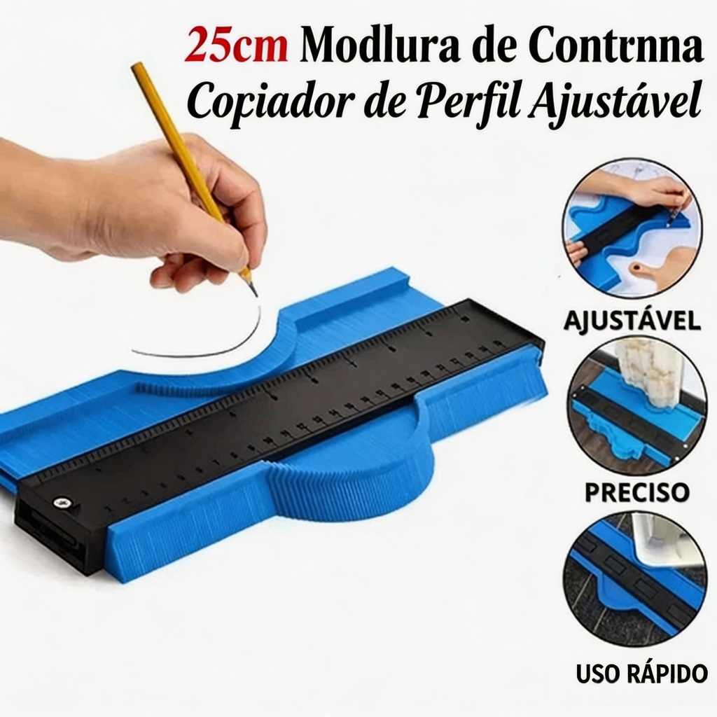Régua de Contorno Gabarito Copidor de Cantos Com Fita Métrica Para Contornos Irregulares Pisos e Azulejos Cópia Exata