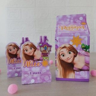 KIT 10/20/30 CAIXA MILK + PORTA BIS DUPLO TEMA RAPUNZEL ENROLADOS/ LEMBRANCINHAS FESTA CAIXINHAS COM NOME E IDADE