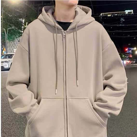 Moletom Blusa Aberto Com Ziper e Capuz  de Frio INVERNO LISO CASACO