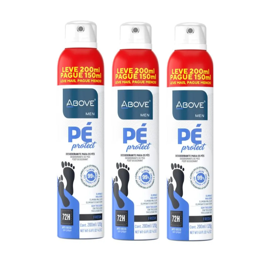 Desodorantes para Pés Above Jato Seco 200ml Desodorante para Calçados