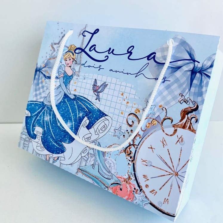 Sacolinha Personalizada CINDERELA| Lembrancinha Infantil Luxo ENVIAR Nome+ idade | Bolsa Surpresa Festa