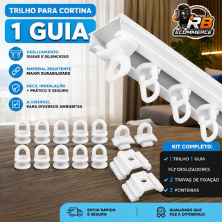 Trilho Suiço Teto Cortineiro Guia Max Trilho Suiço Simples Presilhas Deslizantes Multiplos Tamanhos