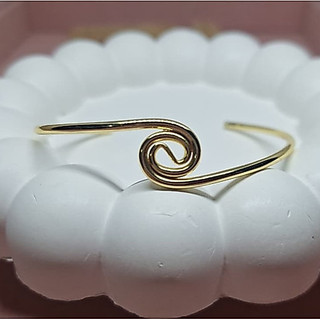 Bracelete Feminino Dourado Regulável Espiral Aro Aberto Minimalista Luxo