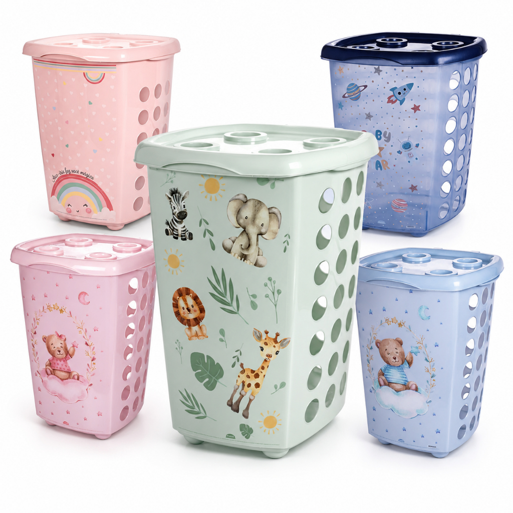 Cesto De Roupa Suja Organizadores Grandes 38L Cesto De Brinquedos Estampado Para Quarto Bebê