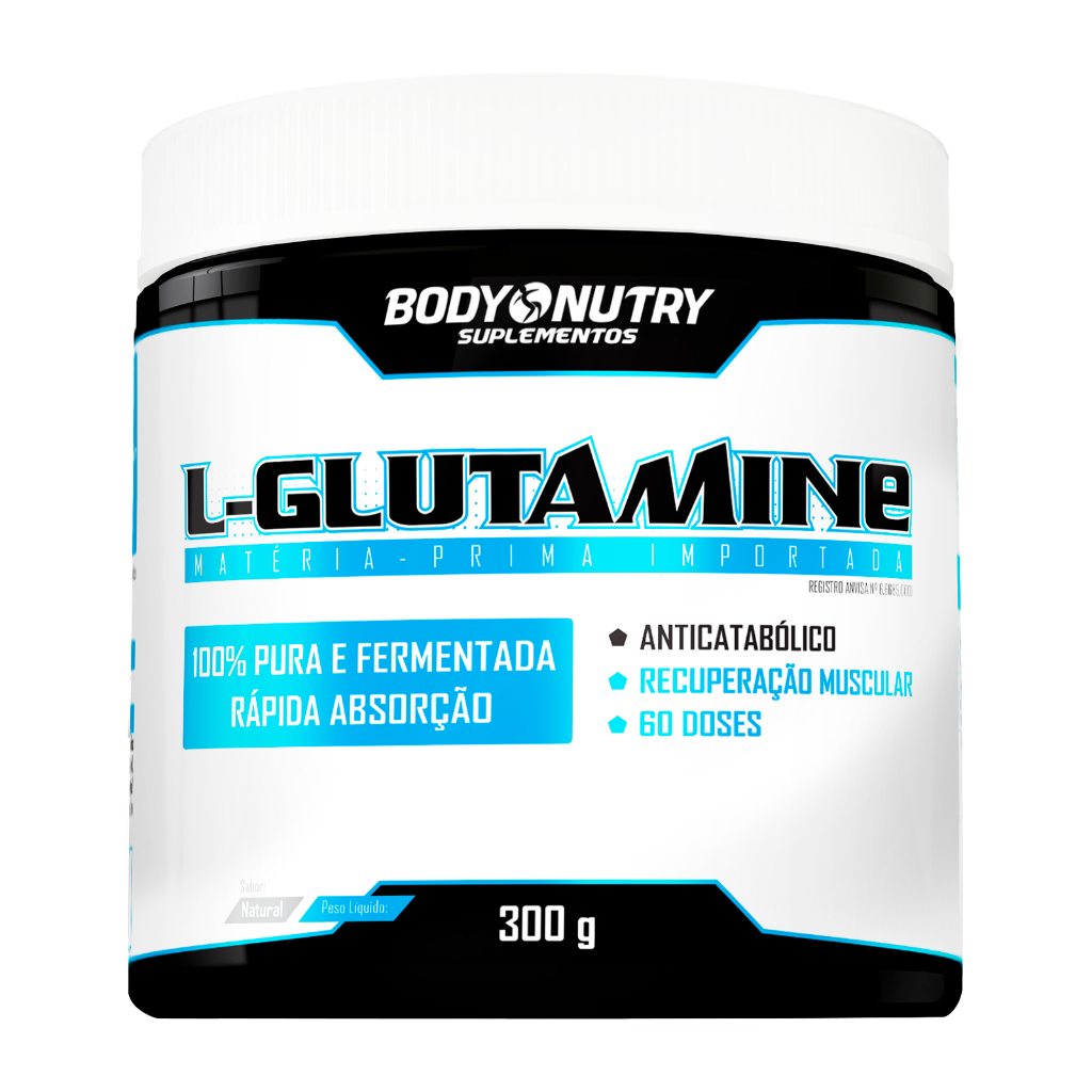 L-Glutamina 300g 100% Pura Aminoácido Imunidade Recuperação Muscular e Saúde Int