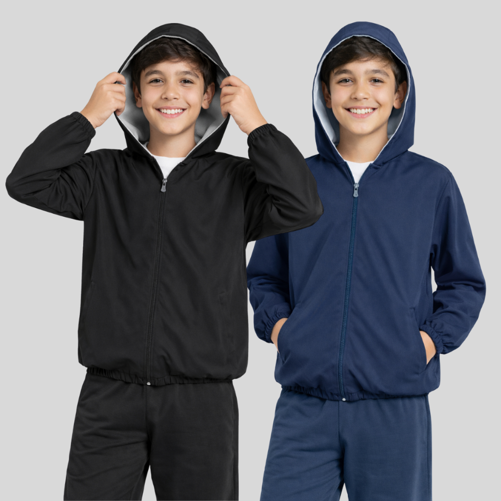 Jaqueta Corta Vento Infantil Blusa Juvenil Capuz Leve Resistente Criança Menino Menina