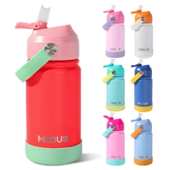 MODUS Garrafa Térmica Infantil Aço Inoxidável Com Canudo Autocolantes Bico Silicone 420ml