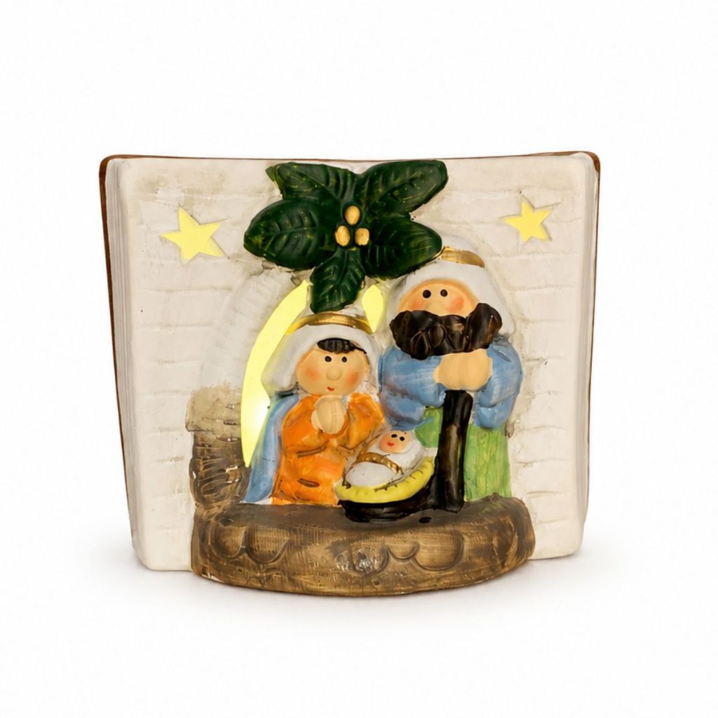 Presépio Biblia Natalino com Led Decorativo de Cerâmica