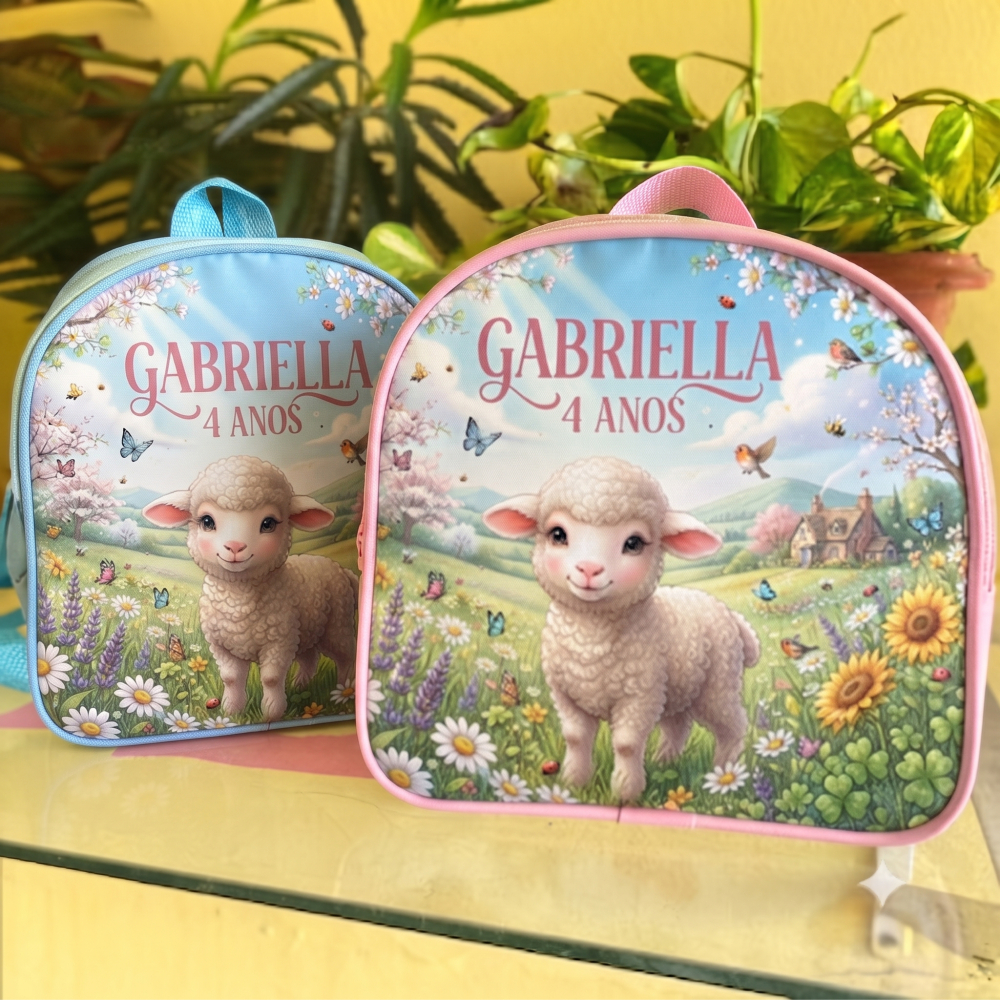 Kit 22 Mochilinhas lembrancinhas personalizada no tema ovelhinha, personalizamos para aniversários, mimos e brindes