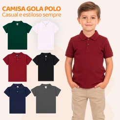 Kit Sortido 2 ou 4 Camisas Polo Menino Sortidas Infantil Bebê Estilo Casual de algodão