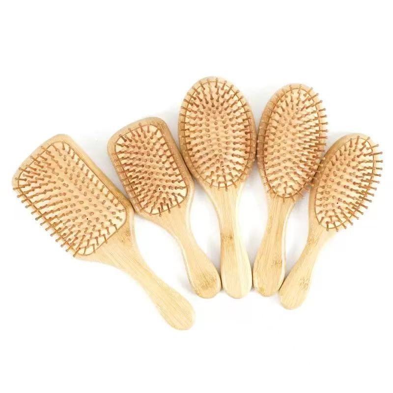 Escova De Cabelo De Bambu Antiestática Massagem No Couro Cabeludo Almofada De Ar Ferramenta De Estilo Presente De Cuidad