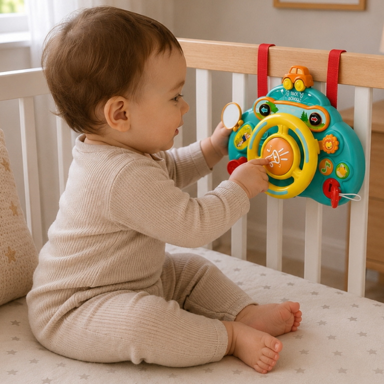 Brinquedo Infantil Volante Interativo Com Sons e Luzes Divertido Intuitivo Para Bebes - Castela