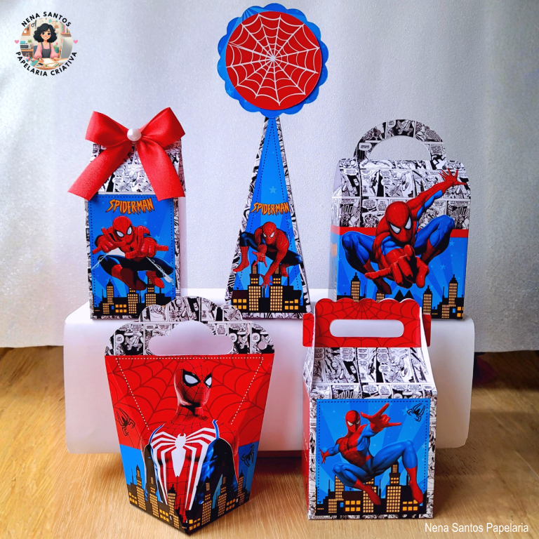 Kit Caixinhas HOMEM ARANHA Personalizadas (PEGUE E MONTE) Lembrancinhas Caixinhas Festa Homem Aranha