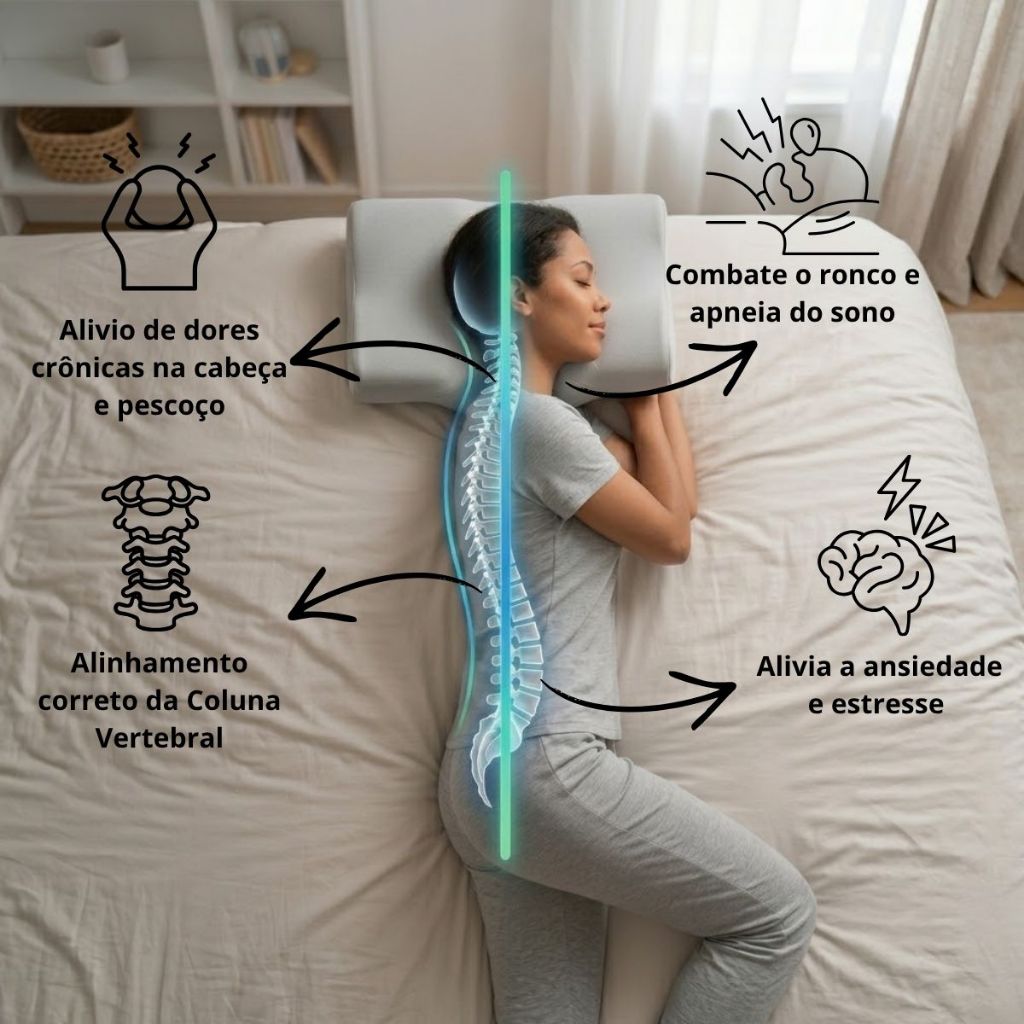 Travesseiro Nasa Ortopédico Ortobom Anatômico Suporte Cervical
