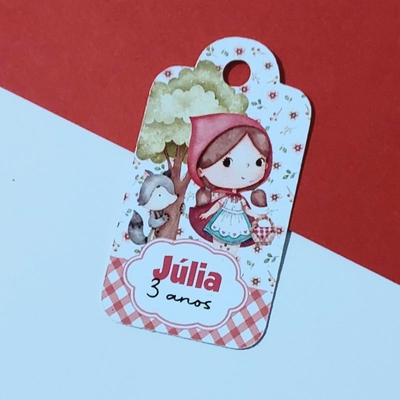 Tag Personalizada Chapeuzinho Vermelho Aquarela | Etiqueta para Lembrancinha Festa Infantil | ENVIO EM 24 hs