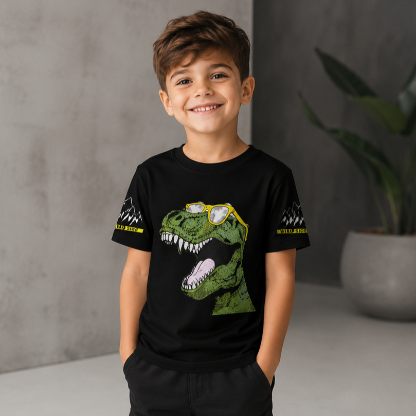Camiseta Dinossauro Infantil E Adulto Blusa Estampada 100% Algodão