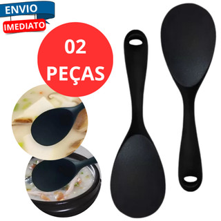 Kit 2 Colheres para Servir Arroz Utensílio Culinário para Cozinha Preta Vermelha Air Fryer Kit