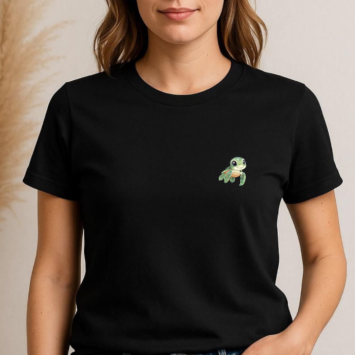 CAMISETA BÁSICA PETZ TARTARUGA MARINHA FOFA ANIMAIS 100% ALGODÃO PREMIUM FEMININA UNISSEX ESTILOSA CONFORTÁVEL