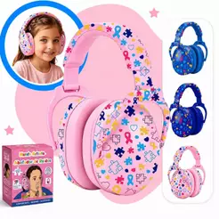 Abafador Autismo PINK TEA DB Infantil Fone Protetor de Som Ouvido Auricular Ruido Super Confortavel Tdah Tea Autista
