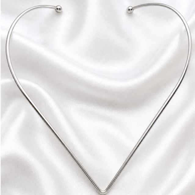 Choker Aro Oval e Aro em V Folheada a Ouro 18K e Prata Feminina Elegante Moderna Rígida