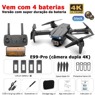 Novo 4 Bateria】Dli E99 pro Drone Profissional Alta Definição Câmera Dupla Fotografia Fluxo Dobrável RC Quadcopter