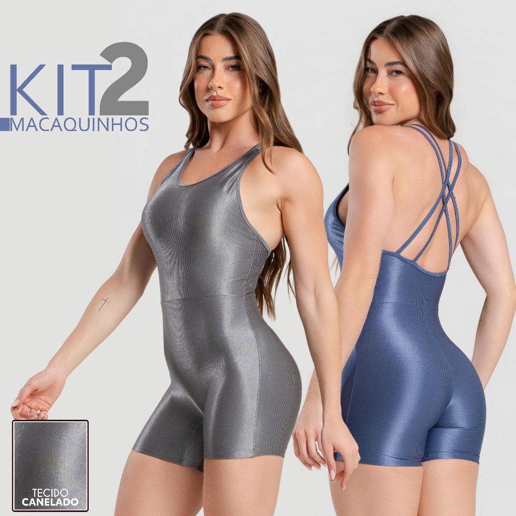 KIT 2 Macaquinhos Esportivo Feminino Trilobal Canelado com Brilho – Perfeito par