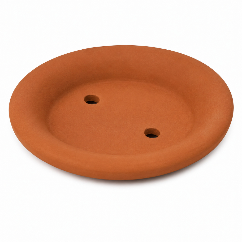 Prato de Barro para Vaso 22 cm Base para Vasos com Drenagem  Argila Natural