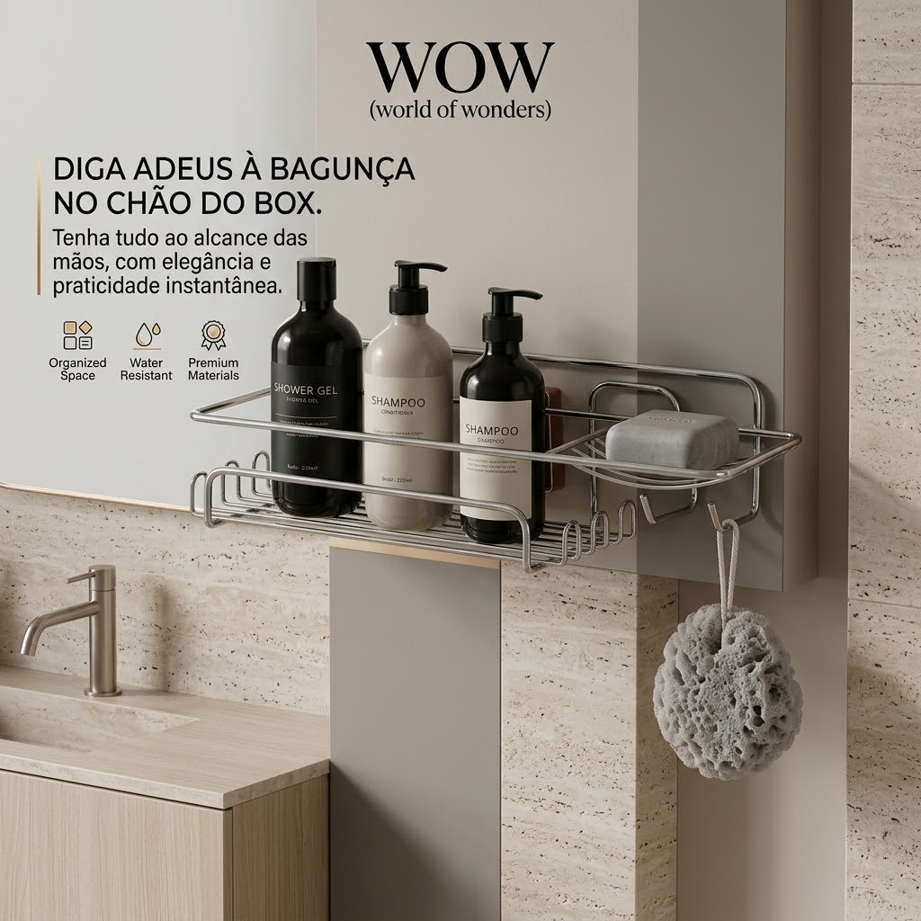 Suporte De Banheiro Porta Shampoo De Parede Com Ventosa · foto 2