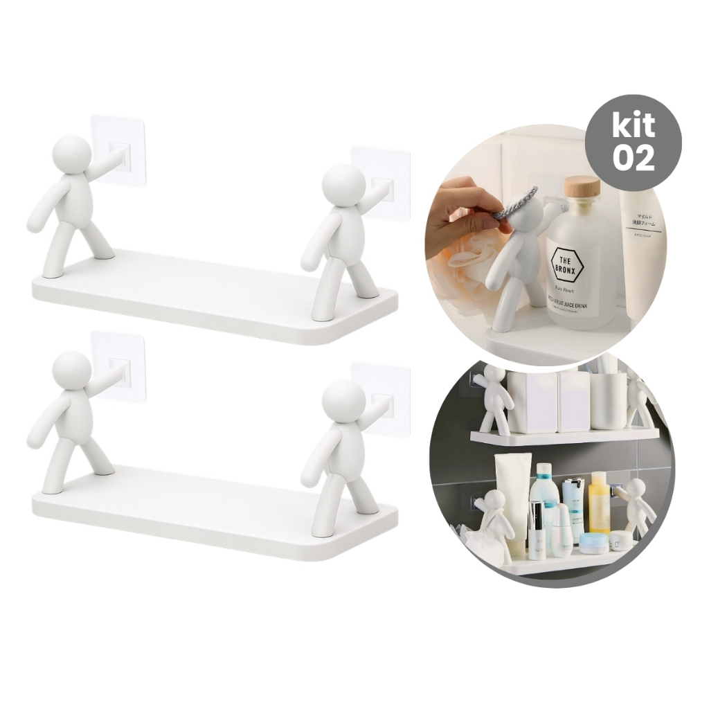 Kit 2 Prateleiras Sem Furo – Organizador Decorativo Boneco